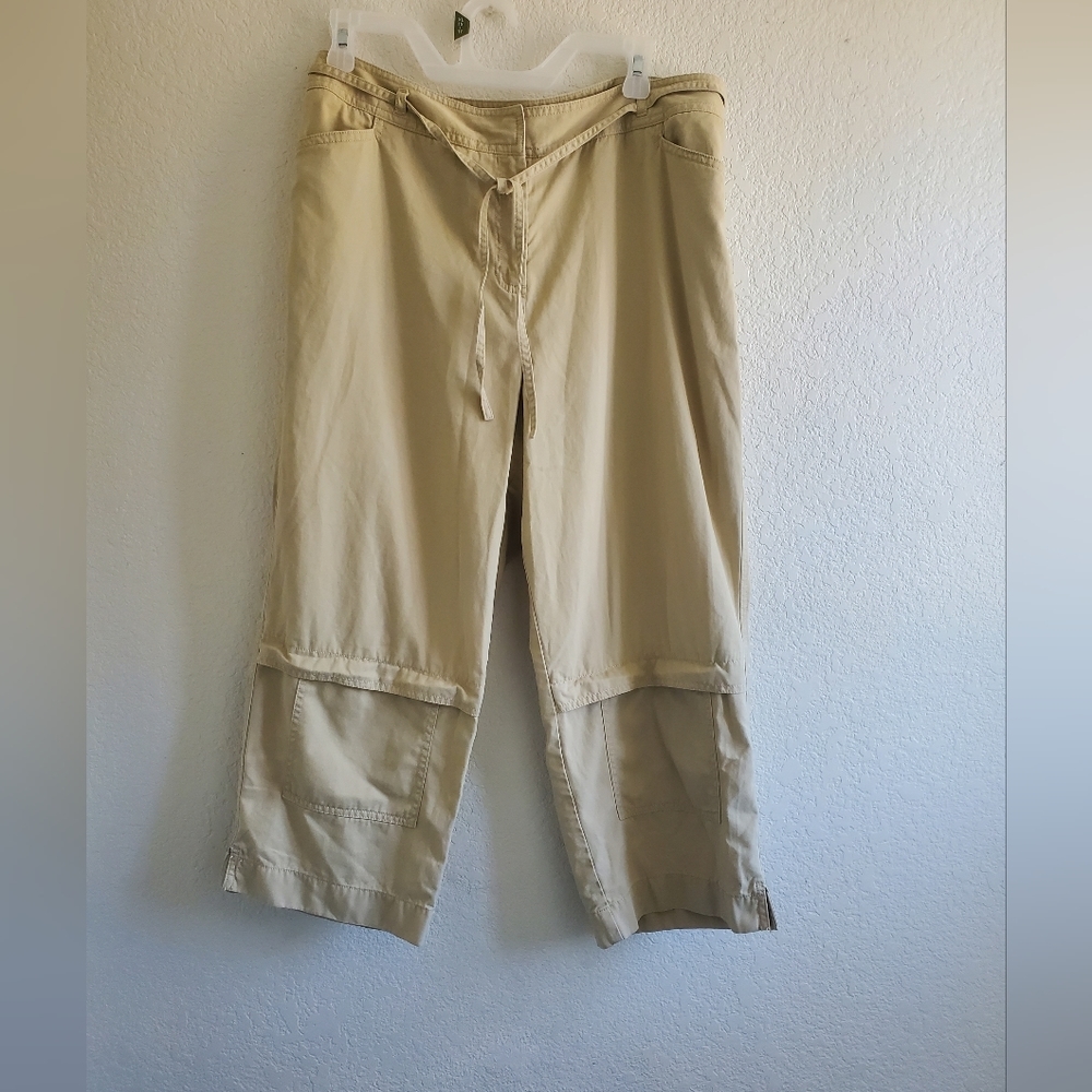 J. Jill Khaki Cropped Cargo Pants